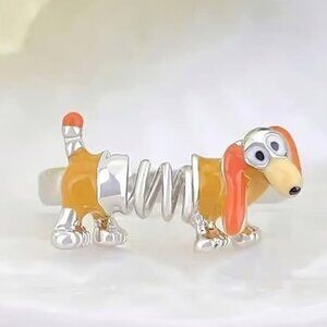 Silver Adjustable One Size Slinky DACHSHUND Dog Ring